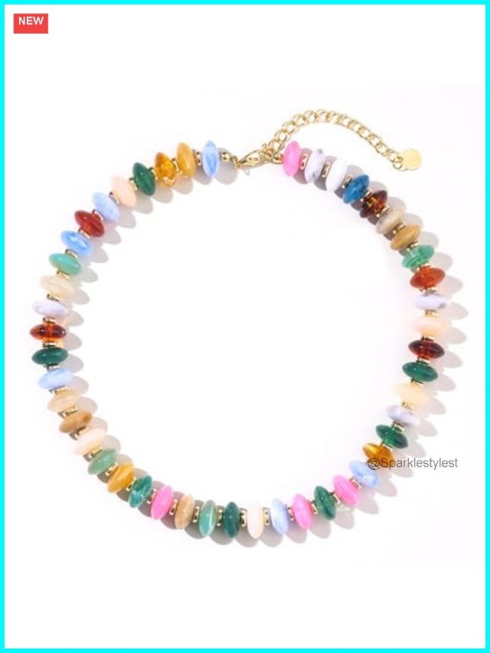 Resin Bead Choker Necklace Boho Statement Summer Jewelry